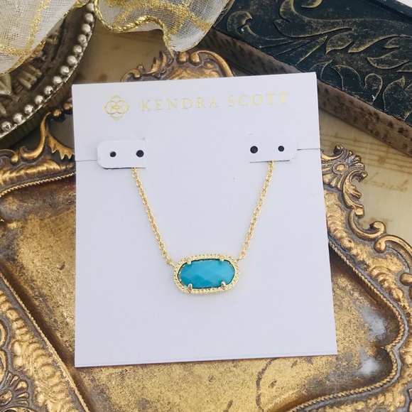 KENDRA SCOTT • Gold Elisa Blue Turquoise Necklace - Picture 4 of 4